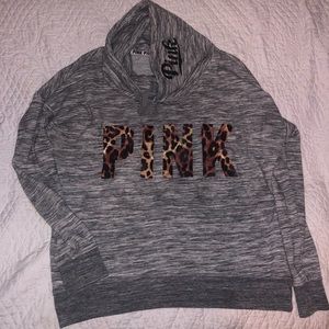 Victoria’s Secret pink cowl neck leopard hoodie